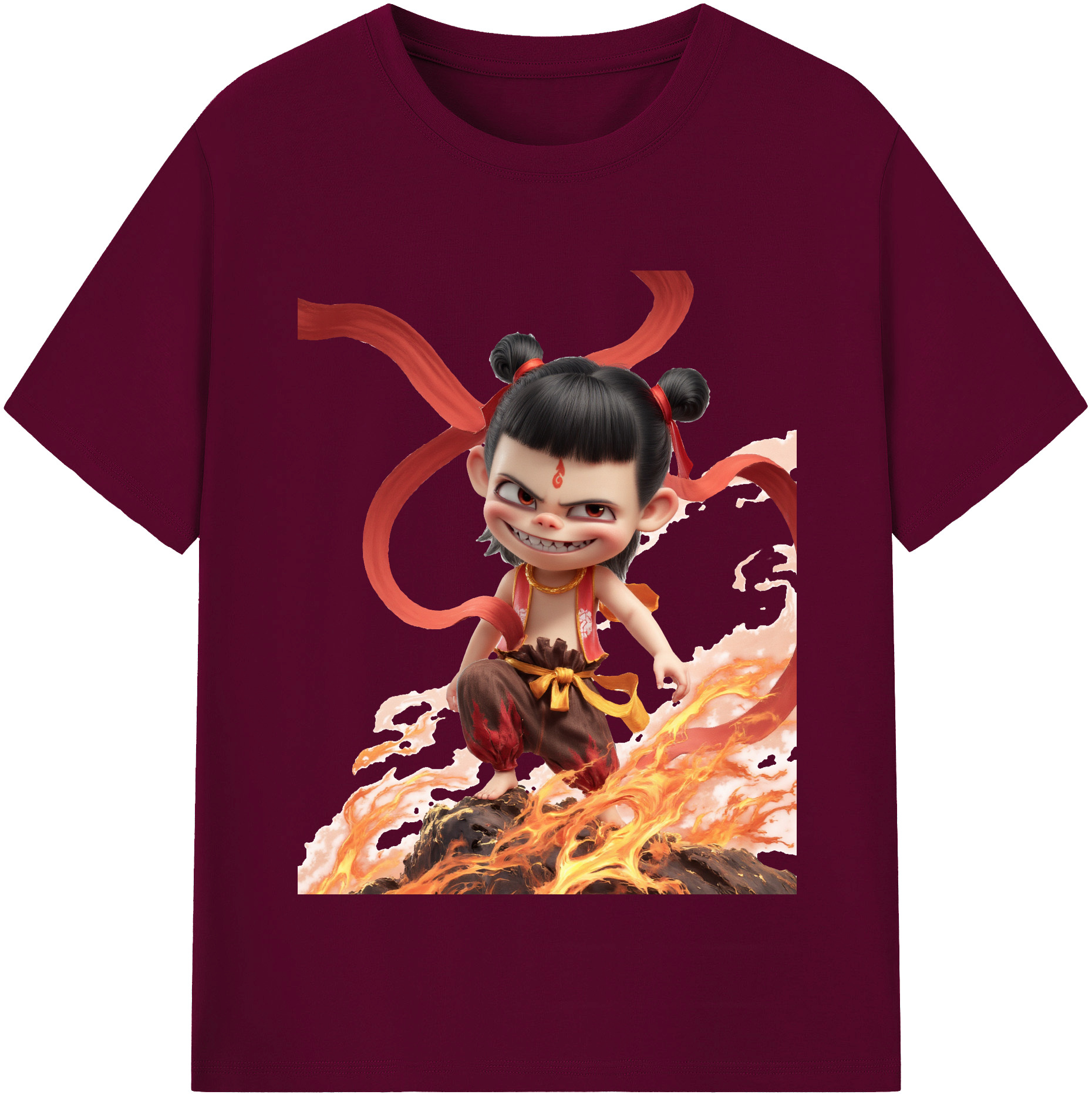 （画像用） Ne Zha 2 ナタ 魔童の大暴れ レディースカジュアルプリントTシャツ（綿100％）